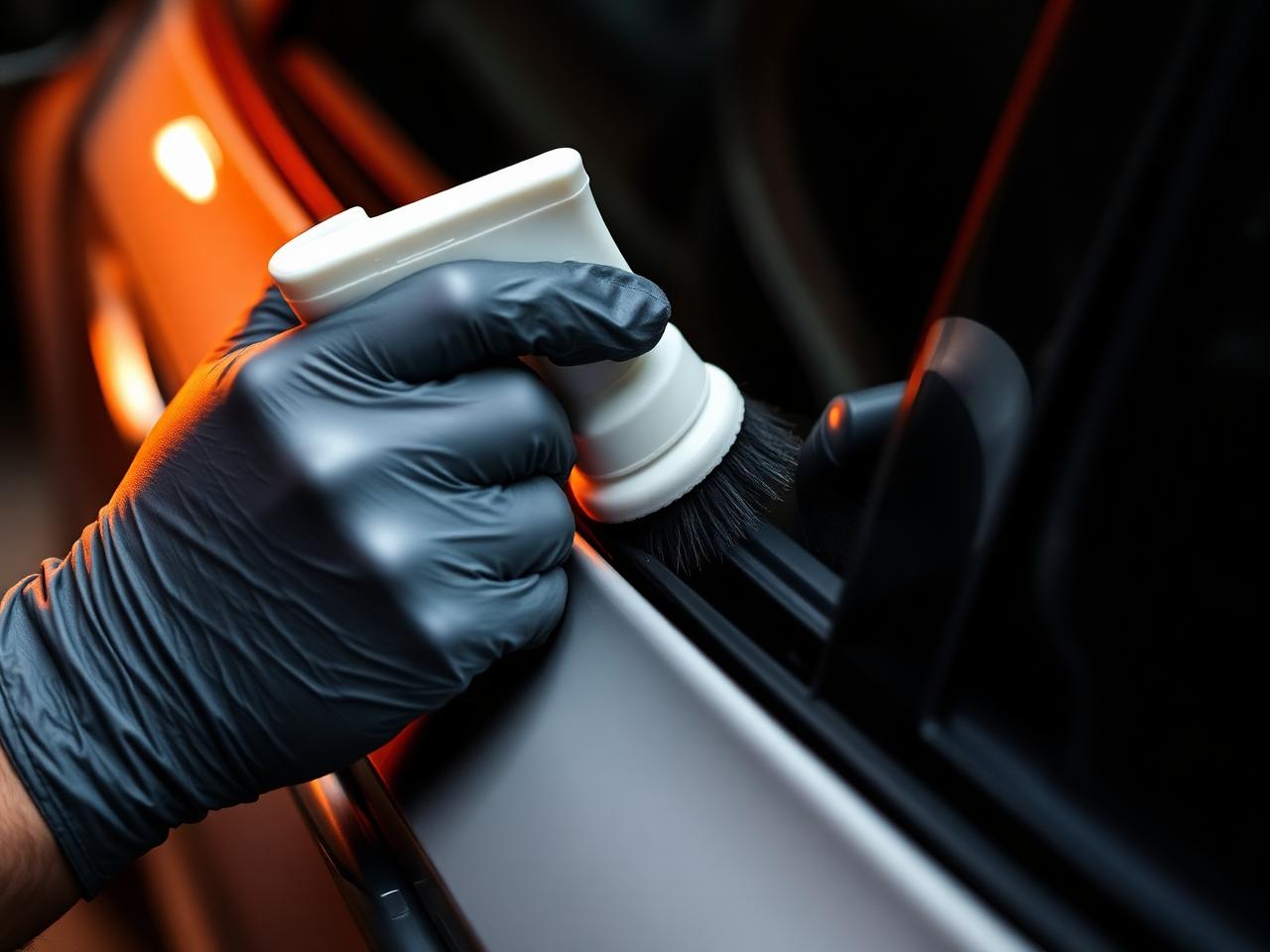 Detailer polishing a car panel by hand